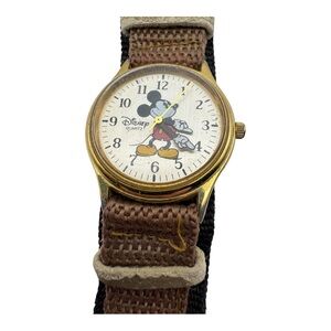 Vintage Disney Mickey Mouse Quartz Watch Japan Gold‎ Tone Untested